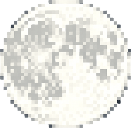 Luna llena blanca, pixelar.
In-Game asset.  2d.  High contrast.  No shadows