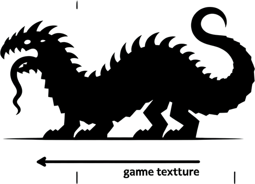 Long tail, big tongue.
Single Game Texture. In-Game asset. 2d. Blank background. High contrast. No shadows.