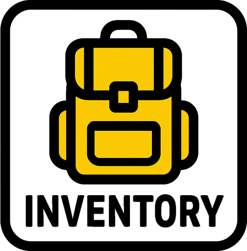 oyunlardaki envanter butonu.
In-Game asset.  2d.  High contrast.  No shadows