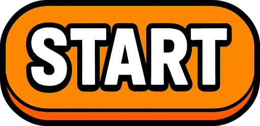 Boton de juego que diga "START".
In-Game asset.  2d.  High contrast.  No shadows