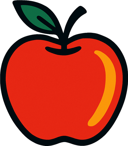 An apple.
2d.  High contrast.  No shadows