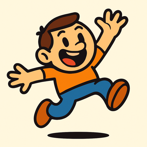 a funny and cute guy who jumps.
In-Game asset.  2d.  High contrast.  No shadows
