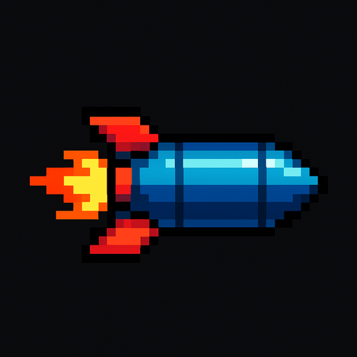 Bana uzay gemisinin mermisini 2d pixel çiz.
In-Game asset.  2d.  High contrast.  No shadows