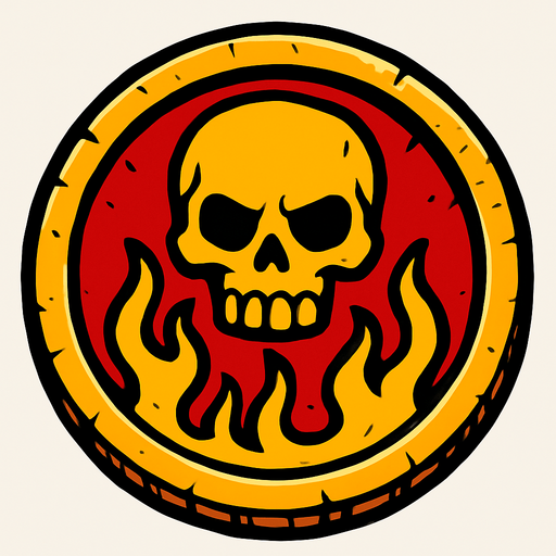 hell coin.
In-Game asset.  2d.  High contrast.  No shadows