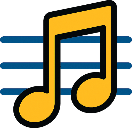 2D muzik notasi.
In-Game asset.  2d.  High contrast.  No shadows
