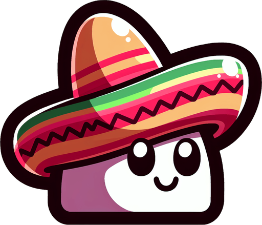 A sombrero. Side profile. Cartoon..
Single Game Texture.  In-Game asset.  2d.  Blank background.  High contrast.  No shadows