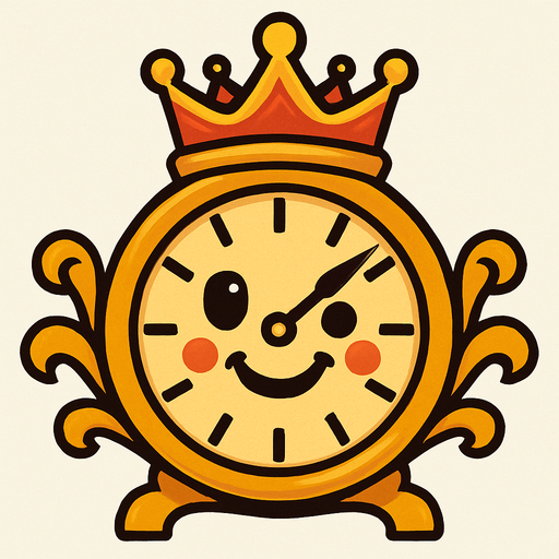 King clock smile face.
In-Game asset.  2d.  High contrast.  No shadows. Cartoon