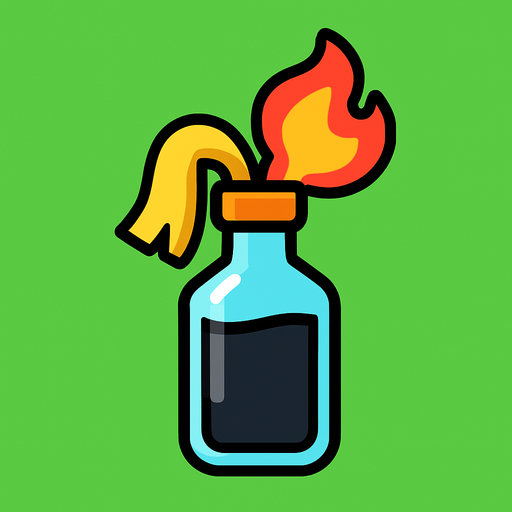 A 2D molotov in the Survivor.io style made by HABBY PTE. LTD..
In-Game asset.  2d.  High contrast.  No shadows