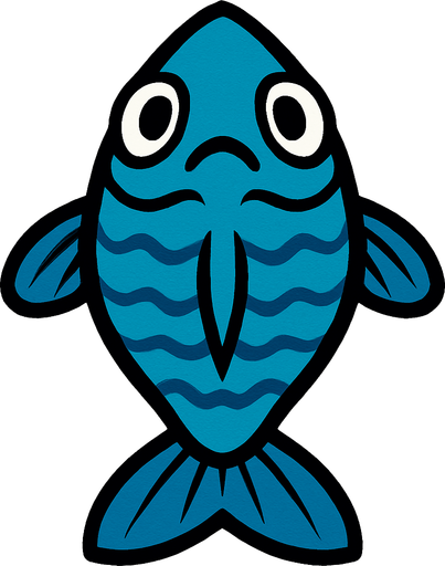 a blue fish seen from above, looking up.
In-Game asset.  2d.  High contrast.  No shadows