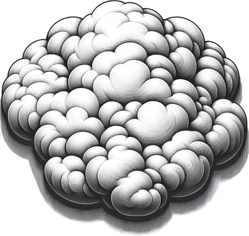 Fluffy cloud viewed from the top.
Single Game Sprite Texture.  No background.