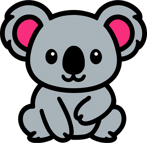 cute koala.
In-Game asset.  2d.  High contrast.  No shadows