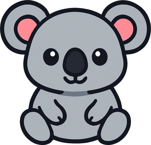 cute koala.
In-Game asset.  2d.  High contrast.  No shadows