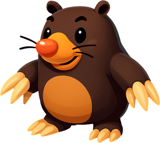 3d köstebek.
In-Game asset.  2d.  High contrast.  No shadows