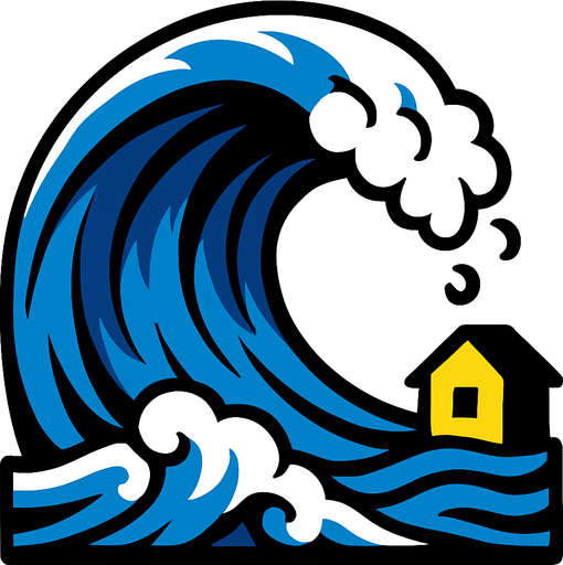 tsunami.
In-Game asset.  2d.  High contrast.  No shadows