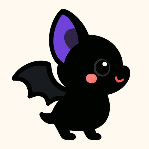 kawaii shadown bat de lado.
In-Game asset.  2d.  High contrast.  No shadows