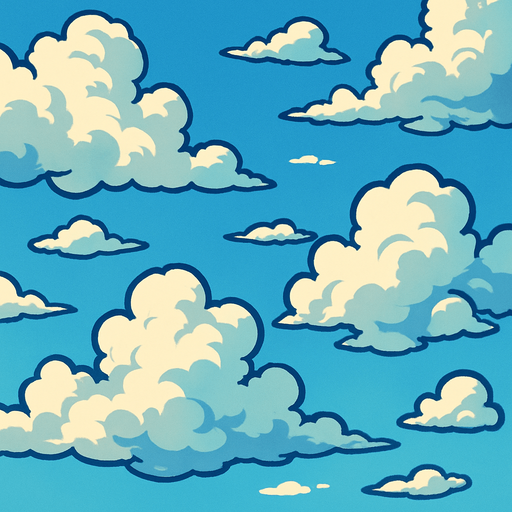 lightly cloudy, detailed sky.
In-Game asset.  2d.  High contrast.  No shadows
