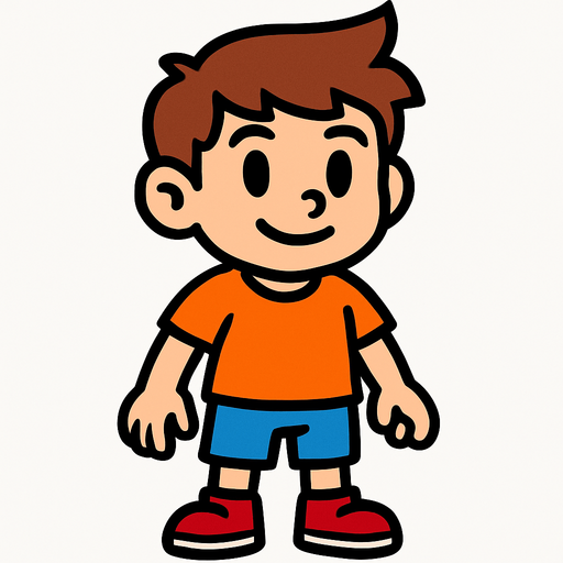 A boy.
In-Game asset.  2d.  High contrast.  No shadows