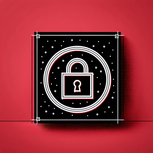 plain white lock icon with a thin black border. red background
