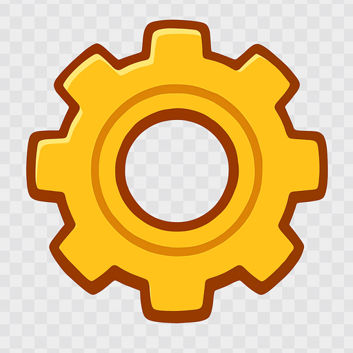 yellow gear top view tranparent.
In-Game asset.  2d.  High contrast.  No shadows