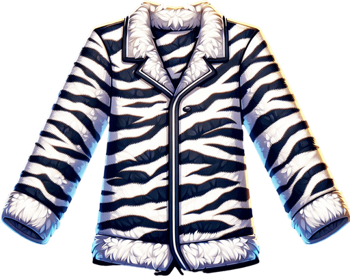 flannel zebra pyjamas.
Single Game Texture.  In-Game asset.  2d.  Blank background.  High contrast.  No shadows