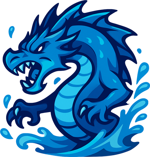 Dragon farouche de l'eau.
In-Game asset.  2d.  High contrast.  No shadows