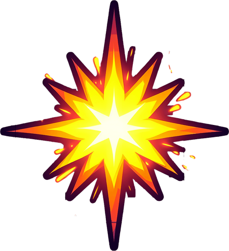 A bright spark. Cartoon.
Single Game Texture.  In-Game asset.  2d.  Blank background.  High contrast.  No shadows