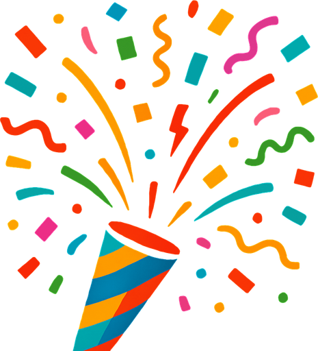 Konfeti tasarla patlayan.
In-Game asset.  2d.  High contrast.  No shadows