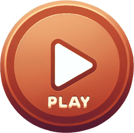 button play.
Single Game Texture. In-Game asset. 2d. Blank background. High contrast. No shadows.