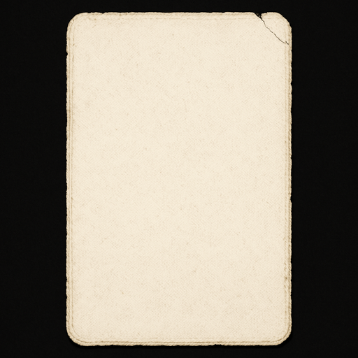 A completely blank playing card with textured surface. Slightly used edges with a couple nicks out of it. Black background. 
In-Game asset.  2d.  High contrast.  No shadows