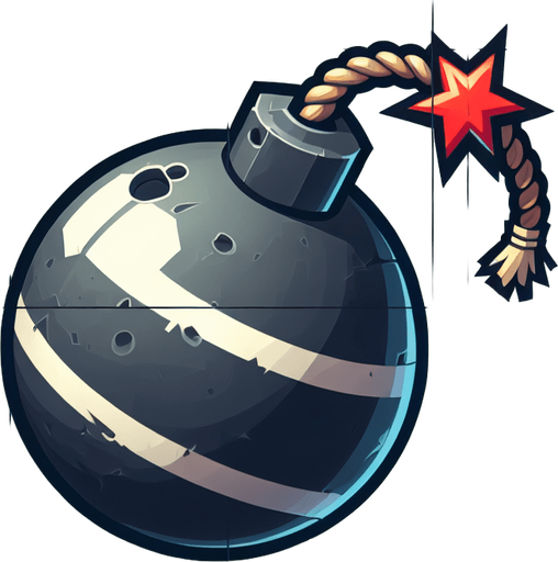 bomb.
Single Game Texture.  In-Game asset.  2d.  Blank background.  High contrast.  No shadows