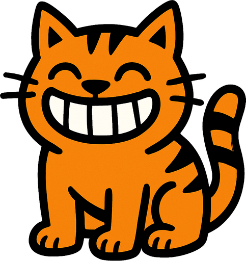 Gulen bir kedi.
In-Game asset.  2d.  High contrast.  No shadows