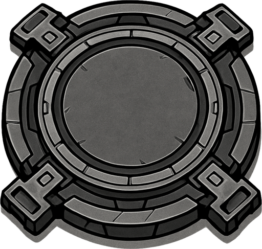 steel platform, circular, sci-fi, metal, locking feet on outside, top-down.
In-Game asset.  2d.  High contrast.  No shadows