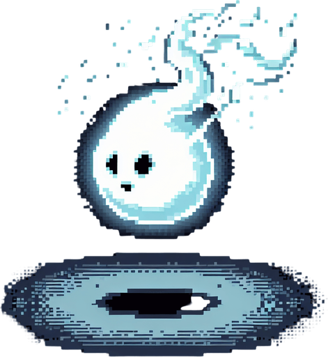 pixelart willowisp sprite ball.
black background
