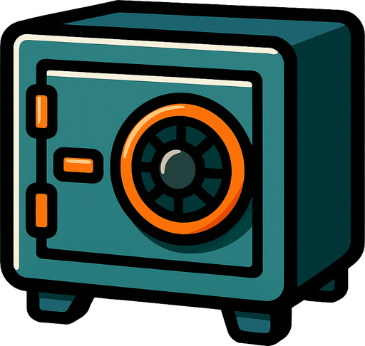 banka kasası küçük.
In-Game asset.  2d.  High contrast.  No shadows