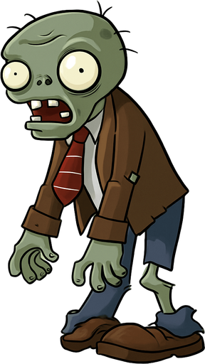 Zombie básico del videojuego plantas vs zombies.
In-Game asset.  No shadows