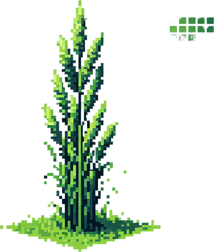 pixelart of a single tall grass stem.
2d sprite, white background