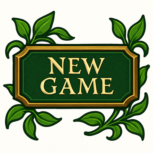 a LOTR style button with elegant and green leaves.
In-Game asset.  2d.  High contrast.  No shadows