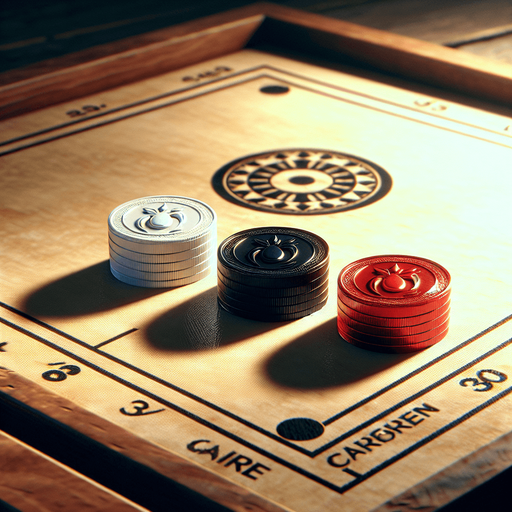 White Coins: Smooth white with subtle shadows.

Black Coins: Matte black with light edges for visibility.

Red Queen Coin: Slightly larger or shinier with a glossy red finish.


All assets should be around 30–40 pixels in diameter.

Assets should look good on a wooden-style carrom board..
Single Game Texture.  In-Game asset.  2d.  Blank background.  High contrast.  No shadows