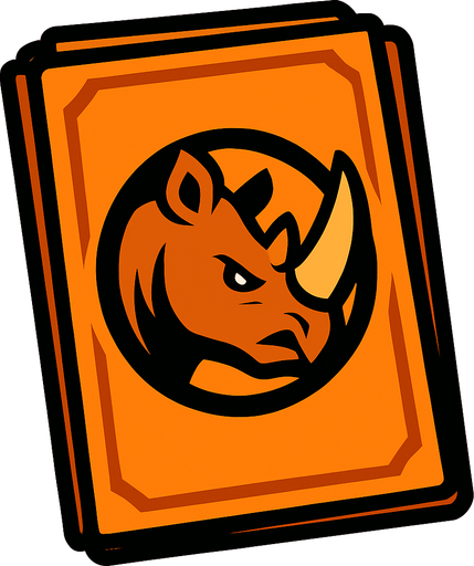 Orange card packet with a Rhino in the center.
In-Game asset.  2d.  High contrast.  No shadows
