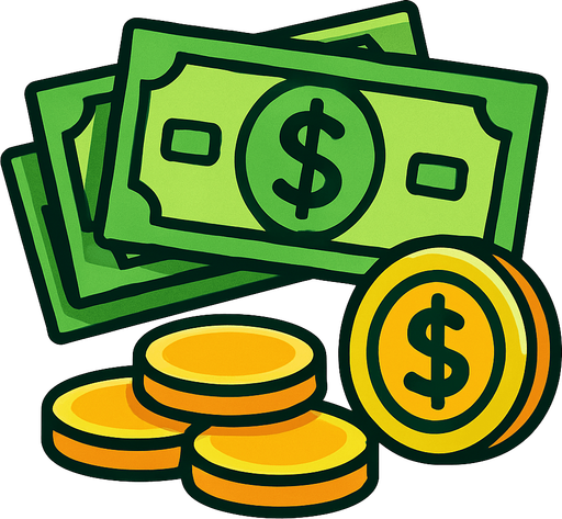 money.
In-Game asset.  2d.  High contrast.  No shadows