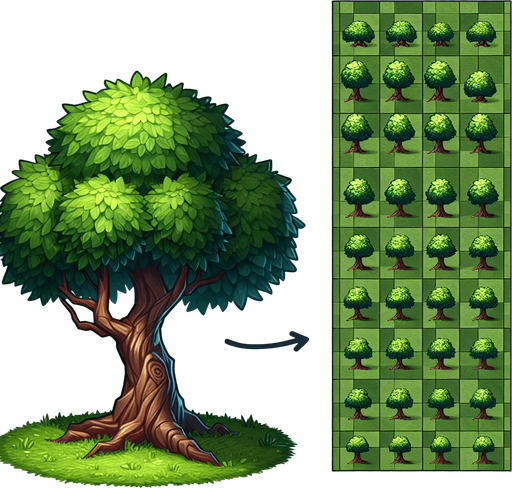 Tree.
Single Game Texture.  In-Game asset.  2d.  Blank background.  No shadows
