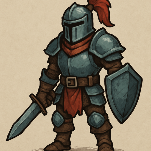 in game asset, colored, 2d warrior, face covered with helmet