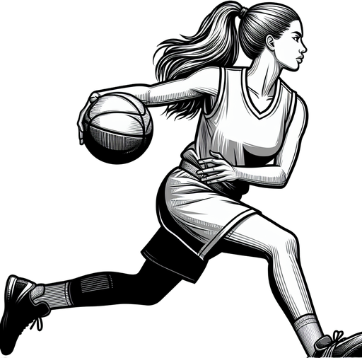 basketball player.
Single Game Texture. In-Game asset. 2d. Blank background. High contrast. No shadows.