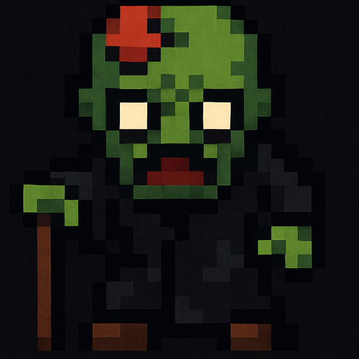 Agrégale una bata negra y un bastón, pixelart