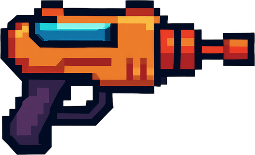 Lasergun pixel.
In-Game asset.  2d.  High contrast.  No shadows
