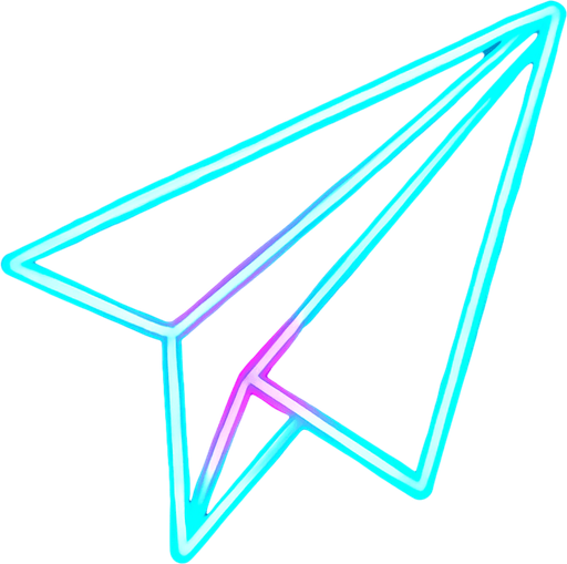 Neon paper airplane.
In-Game asset.  2d.  High contrast.  No shadows