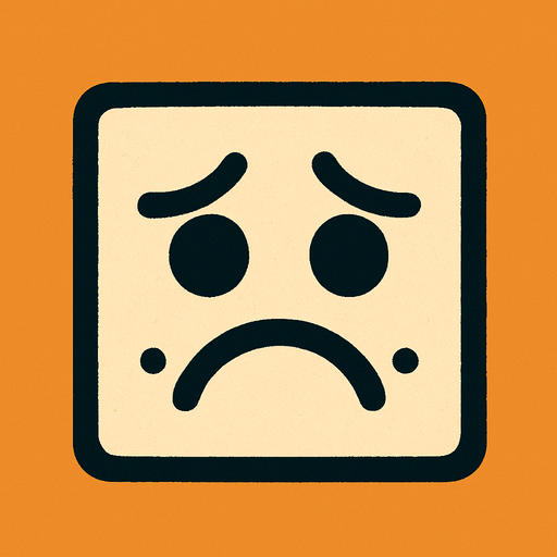 sad square.
In-Game asset.  2d.  High contrast.  No shadows