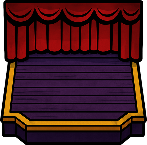 Topdown stageplay design no instruments or crowd, only the base.
In-Game asset.  2d.  High contrast.  No shadows