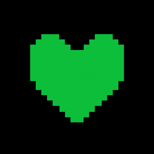 Green Heart Undertale.
In-Game asset.  2d.  High contrast.  No shadows
