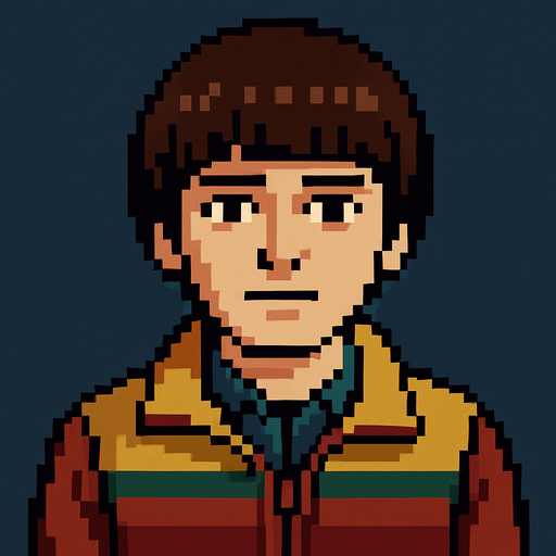 Will Byers from Stranger Things in pixel art style.
In-Game asset.  2d.  High contrast.  No shadows